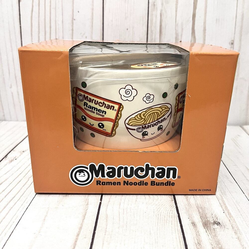 NIB Maruchan Ramen Noodle Bowl Set with Chopsticks Spoon & Chopstick Holder Gift